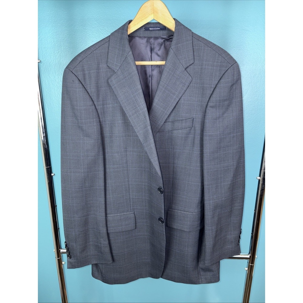 Chaps Ralph Lauren Gray Plaid Virgin Wool Sport Coat Blazer Size 40R Old Money